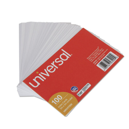 UNV47200 - Universal - Unruled Index Cards, 3 x 5, White, 100/Pack