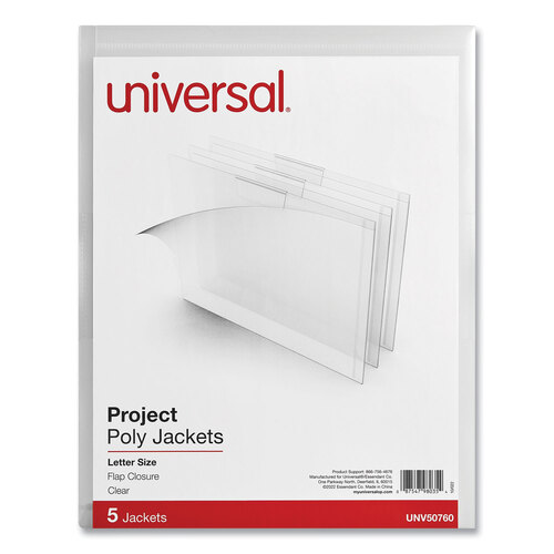 UNV50760 - Universal - Project Poly Jackets, Letter Size, Clear, 5/Pack
