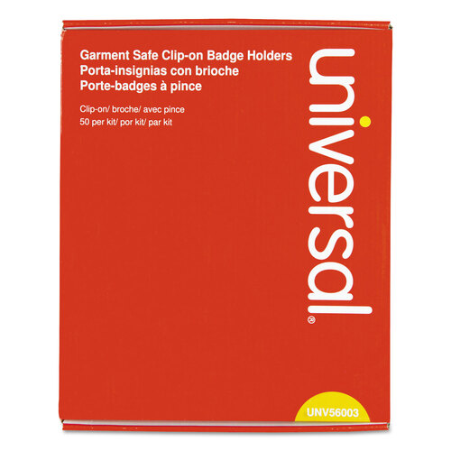 UNV56003 - Universal - Clear Badge Holders w/Garment-Safe Clips, 2 1/4 x 3 1/2, White Inserts, 50/Box