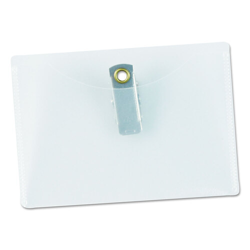 UNV56003 - Universal - Clear Badge Holders w/Garment-Safe Clips, 2 1/4 x 3 1/2, White Inserts, 50/Box