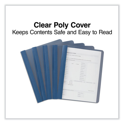 UNV56138 - Universal - Clear Front Report Covers with Fasteners, Three-Prong Fastener, 0.5&quot; Capacity, 8.5 x 11, Clear/Dark Blue, 25/Box