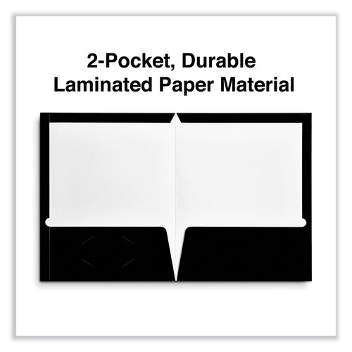 UNV56416 - Universal - Laminated Two-Pocket Folder, Cardboard Paper, 100-Sheet Capacity, 11 x 8.5, Black, 25/Box