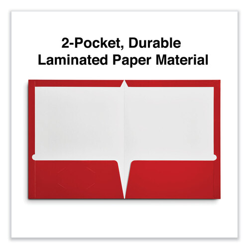 UNV56420 - Universal - Laminated Two-Pocket Folder, Cardboard Paper, 100-Sheet Capacity, 11 x 8.5, Red, 25/Box