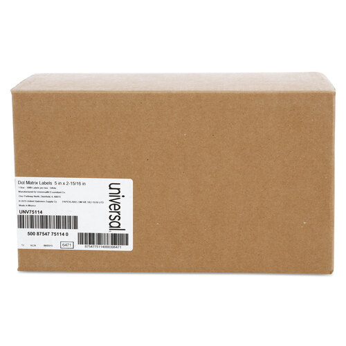 UNV75114 - Universal - Dot Matrix Printer Labels, Dot Matrix Printers, 2.94 x 5, White, 3,000/Box