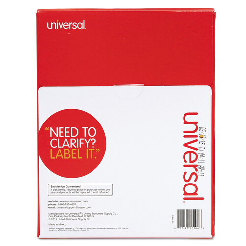 UNV80104 - Universal - White Labels, Inkjet/Laser Printers, 1 x 4, White, 20/Sheet, 100 Sheets/Box
