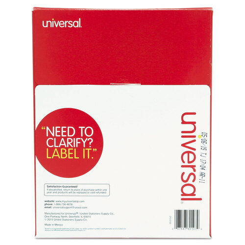 UNV80107 - Universal - White Labels, Inkjet/Laser Printers, 2 x 4, White, 10/Sheet, 100 Sheets/Box