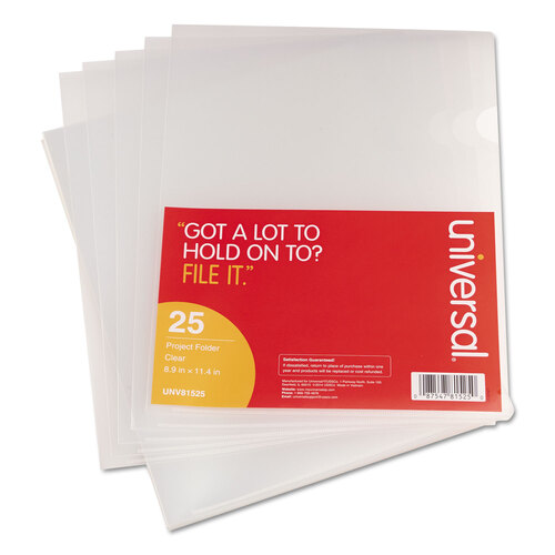 UNV81525 - Universal - Project Folders, Letter Size, Clear, 25/Pack