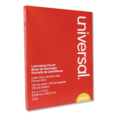 UNV84622 - Universal - Laminating Pouches, 3 mil, 9&quot; x 11.5&quot;, Matte Clear, 100/Box