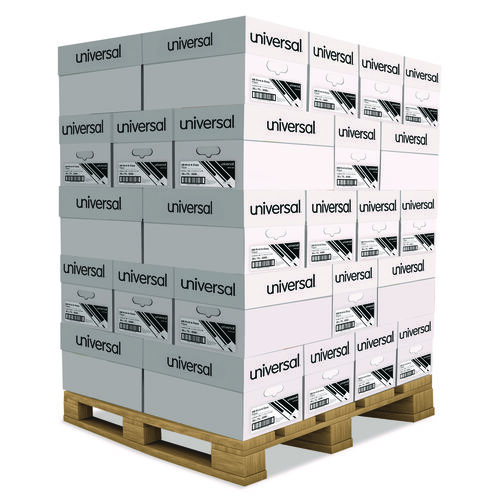 UNV91200PLT - UNIVERSAL OFFICE PRODUCTS - High-Bright Multipurpose Paper, 20 lb Bond Weight, 8.5 x 11, White, 500 Sheets/Ream, 10 Reams/Carton, 40 Cartons/Pallet