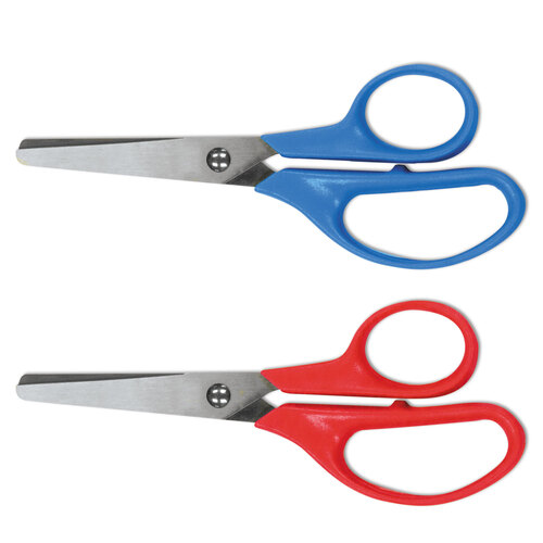 Universal Kids' Scissors, Rounded Tip, 5 Long, 1.75 Cut Length, Assorted  Straight Handles, 2/Pack