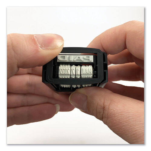 USSE4850L - U.S. Stamp & Sign - Printy Economy Micro 5-in-1 Date Stamp with Text Plates, Self-Inking, 1&quot; x 0.75&quot;, Blue/Red