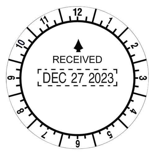 USST2910 - U.S. Stamp & Sign - Time and Date Received Round Stamp, Conventional, 2&quot; Diameter