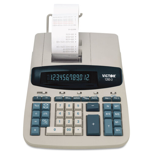 VCT12603 - Victor - 1260-3 Two-Color Heavy-Duty Printing Calculator, Black/Red Print, 4.6 Lines/Sec