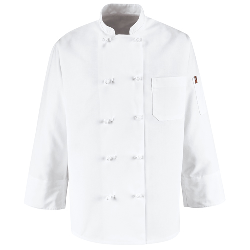 VFI0421WH-RG-4XL - Chef Designs - Chef Designs Eight Knot Button Chef Coat with Thermometer Pocket
