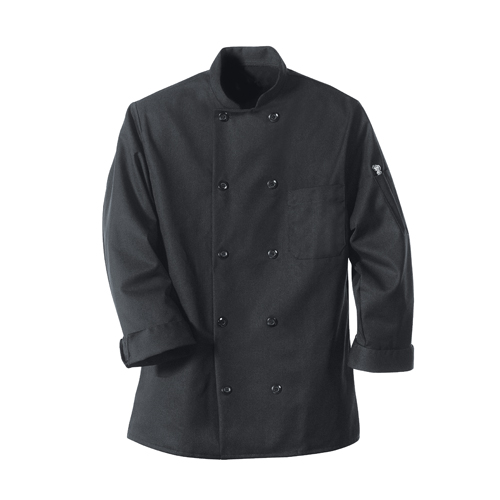 VFI0425BK-RG-4XL - Chef Designs - Chef Designs Black Chef Coat Ten Pearl Buttons