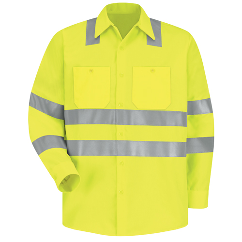 VFISS14AB-RG-L - Red Kap - Red Kap Men's Hi-Visibility Long Sleeve Work Shirt - Type R, Class 3