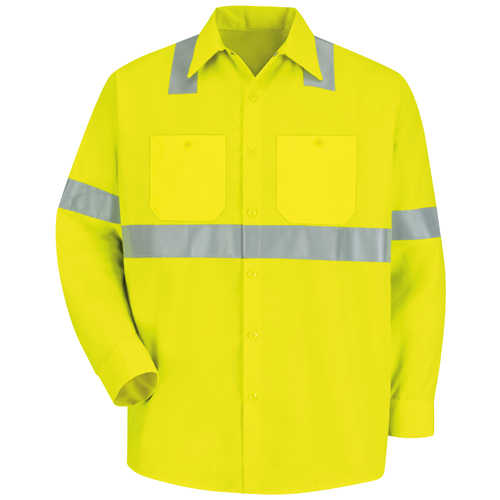 VFISS14HV-RG-L - Red Kap - Red Kap Men's Hi-Visibility Long Sleeve Work Shirt - Type R, Class 2