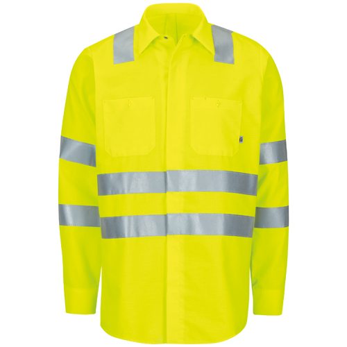 VFISX14AB-RG-4XL - Red Kap - Red Kap Long Sleeve Hi-Visibility Ripstop Work Shirt with MIMIX&trade; + OilBlok, Type R Class 3