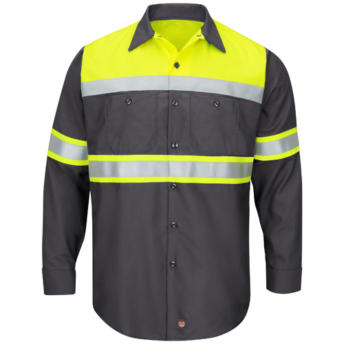 Red Kap Hi-Visibility Long Sleeve Color Block Ripstop Work Shirt