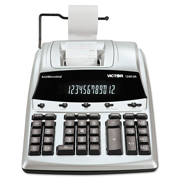 Victor® 1240-3A Commercial Printing Calculator with Built-in Antimicrobial  Protection Victor 12403A EA Betty Mills
