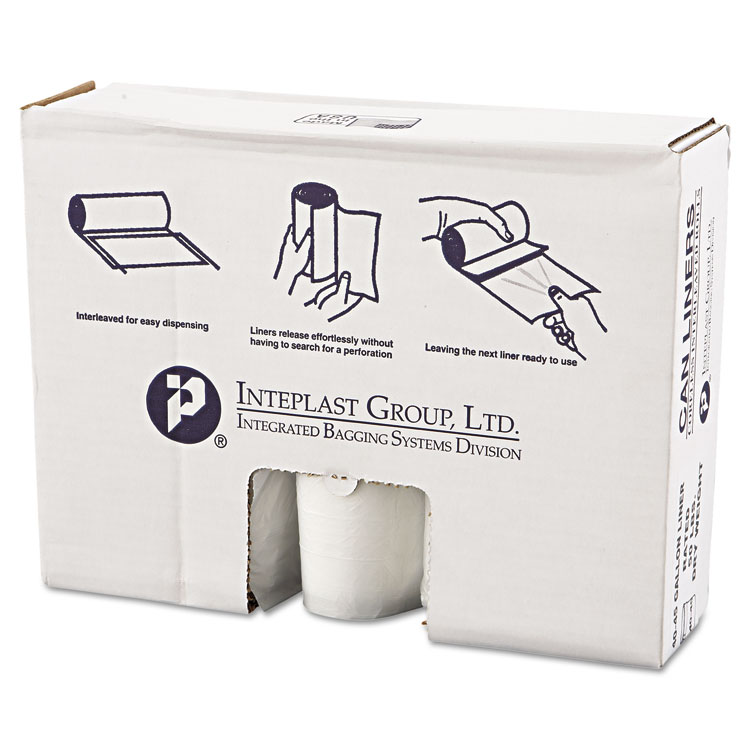 Inteplast Group High-Density Can Liner, 4-Gal, Clear, 50/Roll