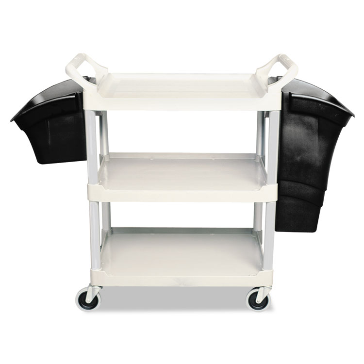 Rubbermaid 342488bla utility cart 3 shelf black plastic