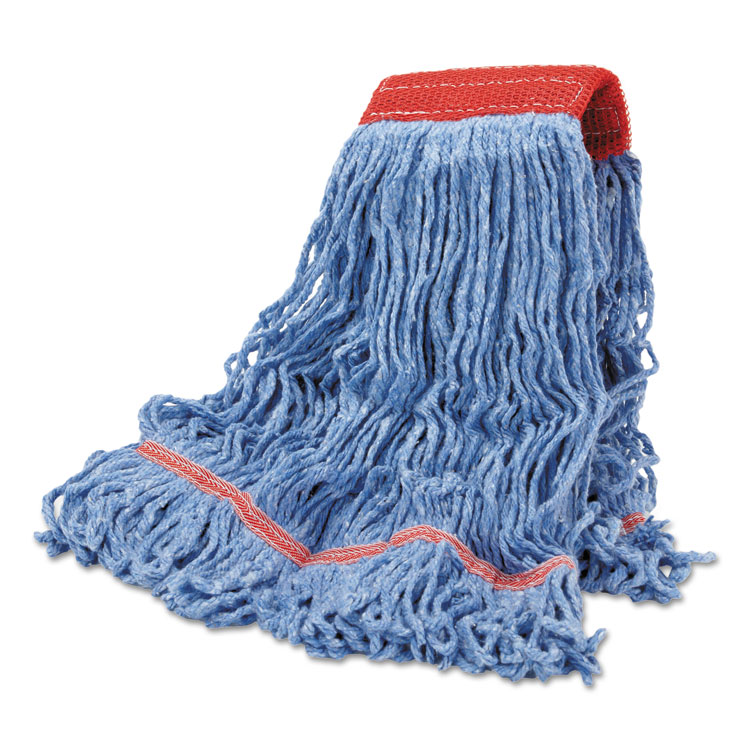 Rubbermaid Commercial Super Stitch Blend Mop Head, Large, Cotton/Synthetic, Blue