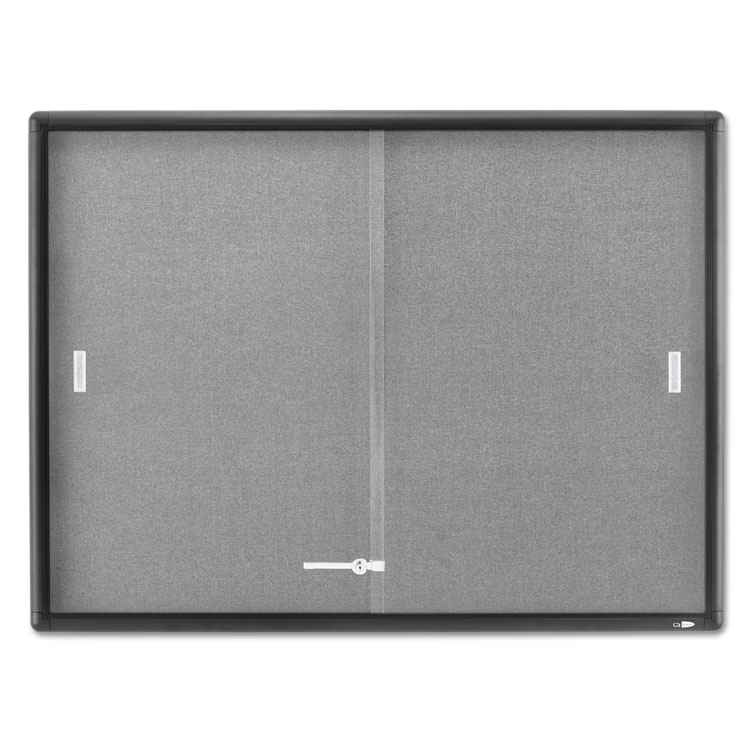 Quartet® Enclosed Indoor Cork & Fabric Bulletin Board with Sliding