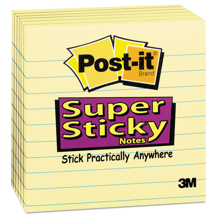 Pack-n-Tape  3M 660-5SSCY Post-it Super Sticky Notes, 4 in x 6 in