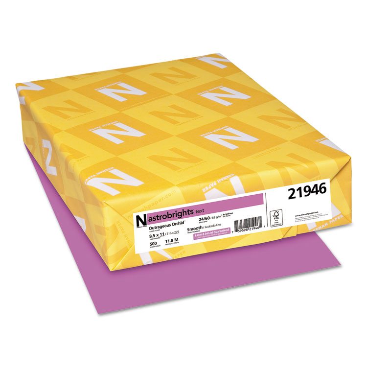 Wausau Paper Color Paper, 24 lb Bond Weight, 8.5 x 11, Outrageous Orchid,  500/Ream