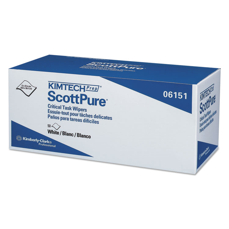 KCC06151 - Kimberly Clark Professional - SCOTTPURE Critical Task Wipers, 12 x 23, White, 50/Box, 8 Boxes/Carton