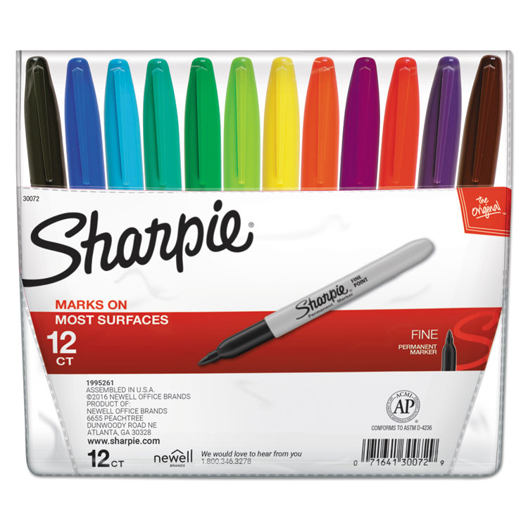 SHARPIE Brush Twin Permanent Markers, Brush Tip Marker and Ultra Fine Tip  Marker, Assorted, 12 Count