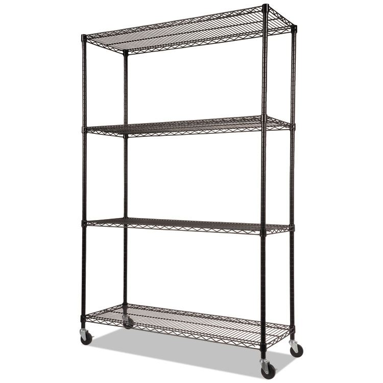 5-Shelf Wire Shelving Kit With Casters And Shelf Liners, 48w X 18d