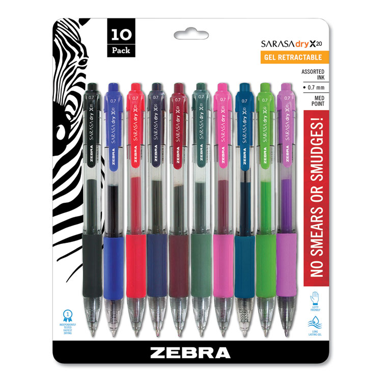 Zebra Sarasa Dry X30 Retractable Gel Ink Pens, Medium Point 0.7mm, Black  Rapid Dry Ink, 12-Count 