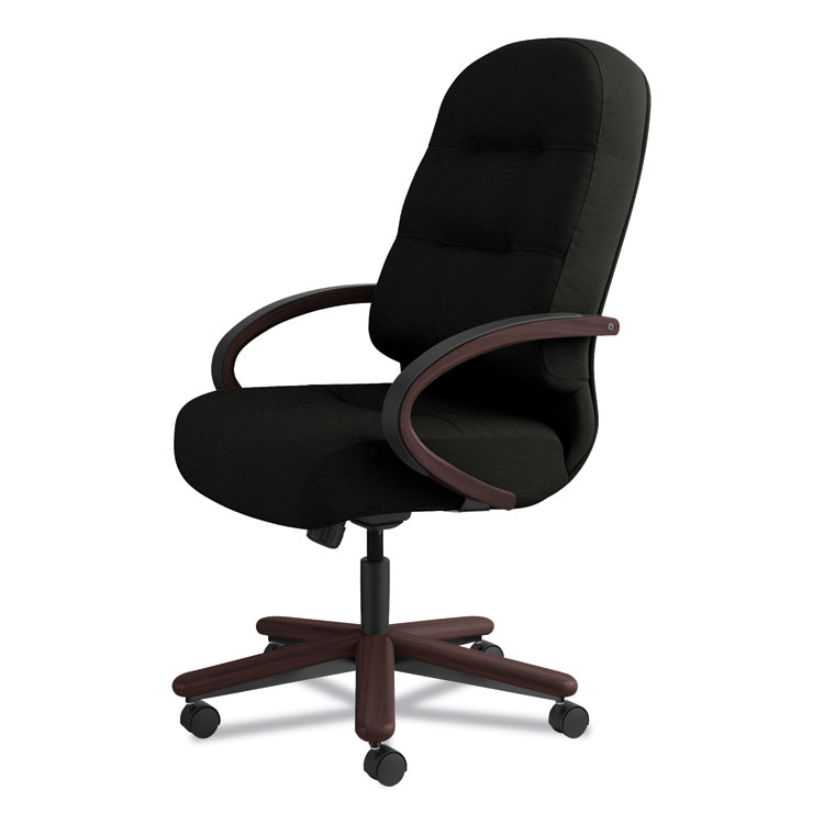 HON Pillow-Soft 2190 Series Executive High-Back Chair Mahogany/Black Leather