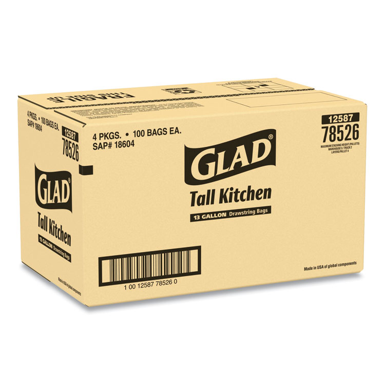 Glad® Tall Kitchen Drawstring Trash Bags - Clorox Professional 79009 CT -  Betty Mills