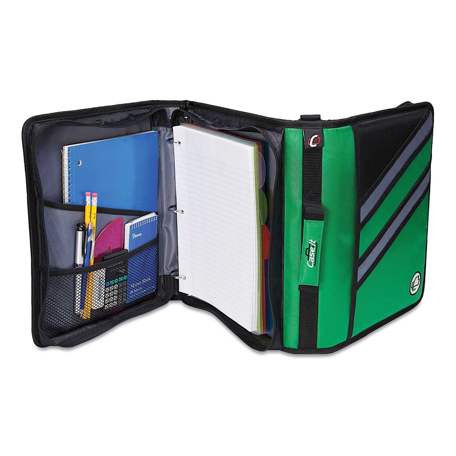 CAEZ176BLK - Case it - Z-System 2-in-1 Zipper Binder, 3 Rings (x2), 1.5&quot; Capacity (x2), 11 x 8.5, Black/Gray Accents