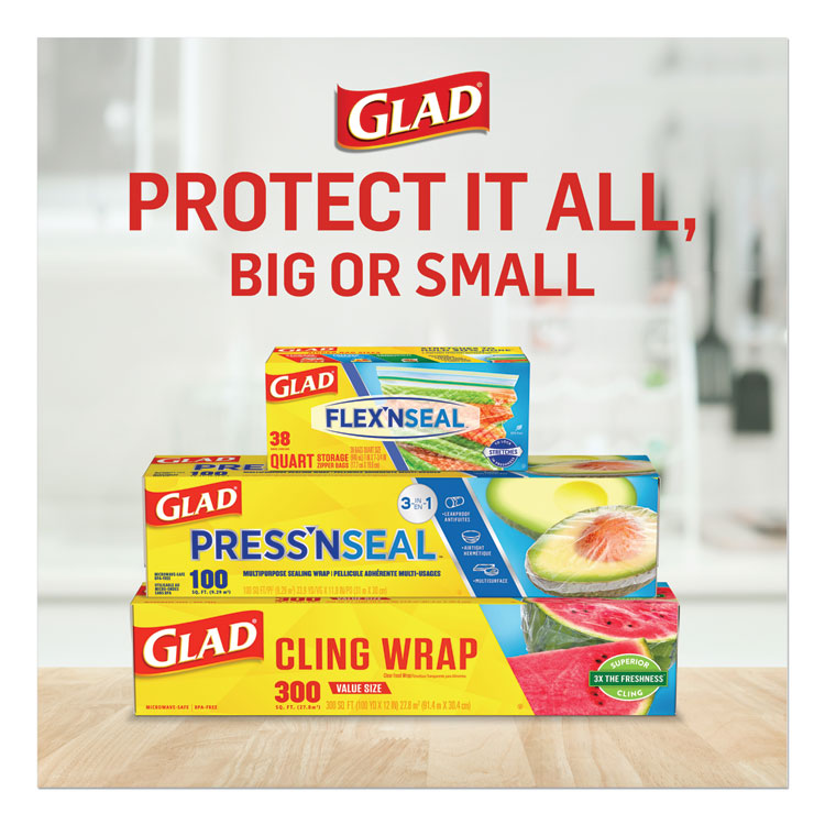 Clorox 20 Glad ClingWrap Plastic Wrap, 12 x 200' Roll, Clear 12 / Case