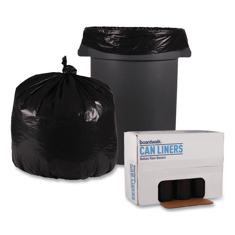 RW Clean 13 gal Black Plastic Trash Can Liner - Light-Duty, 6 micron - 1000  count box