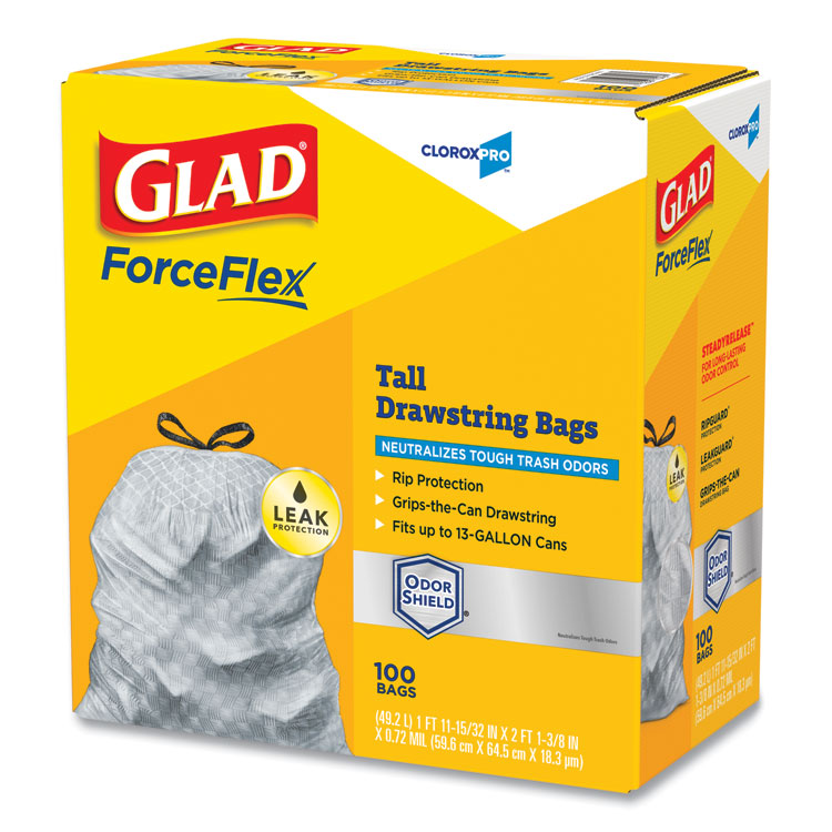 Glad ForceFlex Tall Kitchen Drawstring 13 Gallon Trash Bags