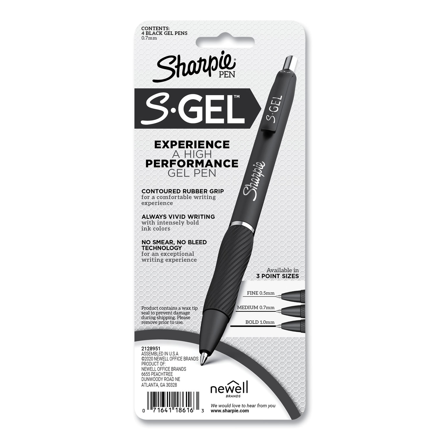 Sharpie S-Gel Premium Metal Barrel Gel Pen, Retractable, Medium 0.7 mm, Black Ink, Black Barrel, 2/Pack