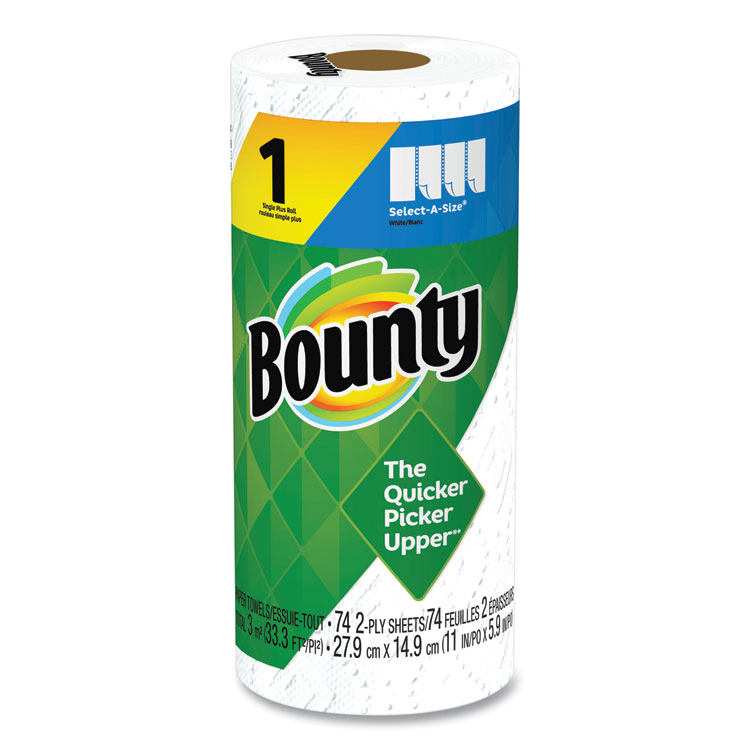 Bounty Paper Towels, 2-Ply, White, 54 Sheets/Roll, 12 Rolls/Carton