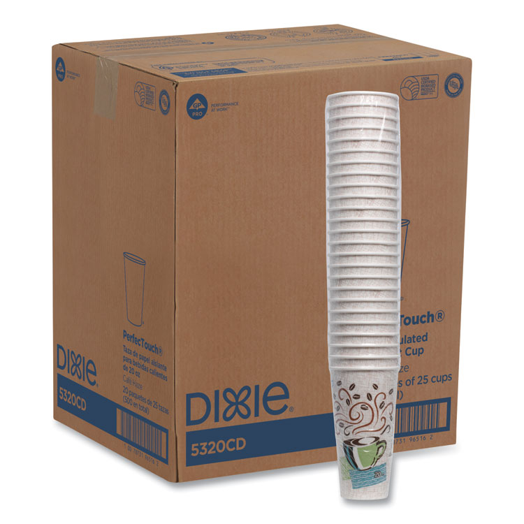 PerfecTouch 16 oz. Disposable Paper Cups, Hot Drinks, Coffee Haze Design,  25 Sleeve, 20 Sleeves / Carton