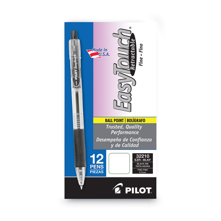 PILOT EasyTouch Refillable & Retractable Ballpoint Pens, Fine Point, Black  Ink, 12-Pack (32210)