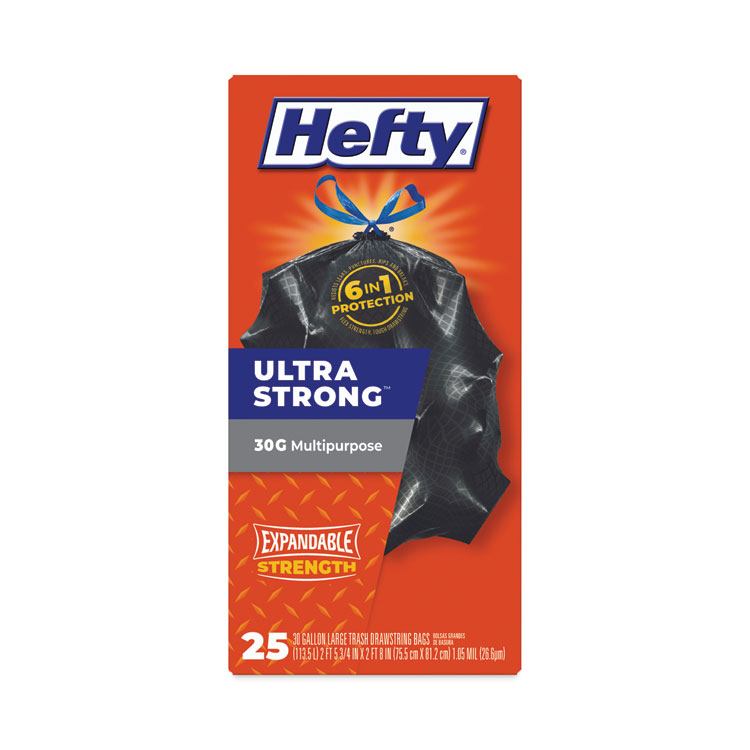 Hefty Ultra Strong Multipurpose Large Trash Bags, 25 Count (Pack of 1),  Black