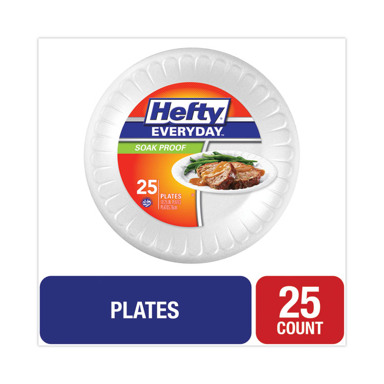 Hefty Everyday 9 Inch Foam Plates, White, 45 Count (Pack of 1)