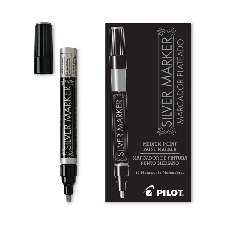 Pilot Creative Art and Crafts Marker, Medium Brush Tip, Silver