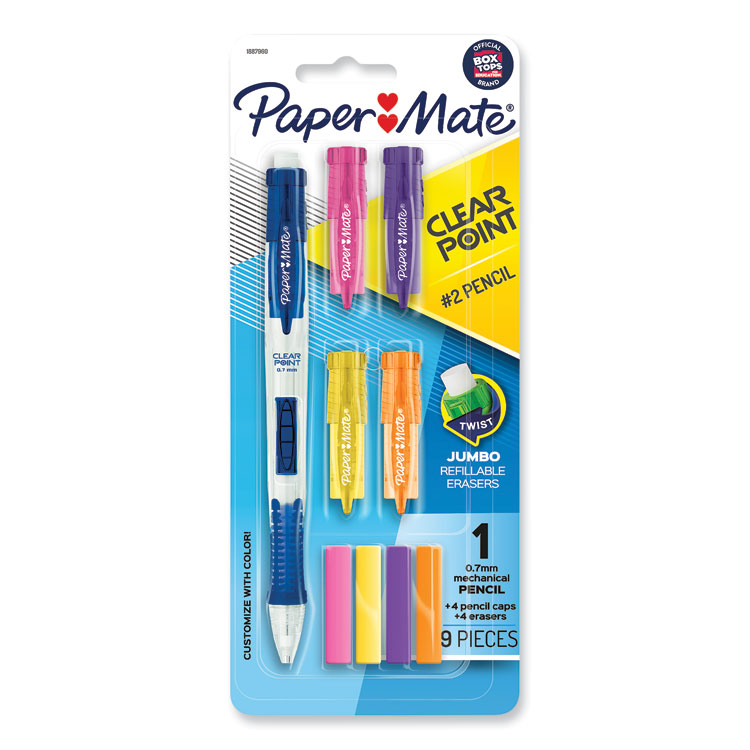  Paper Mate Clearpoint Mechanical Pencils, HB #2 Lead (0.7mm),  2 Pencils, 1 Lead Refill Set, 2 Erasers : Office Products