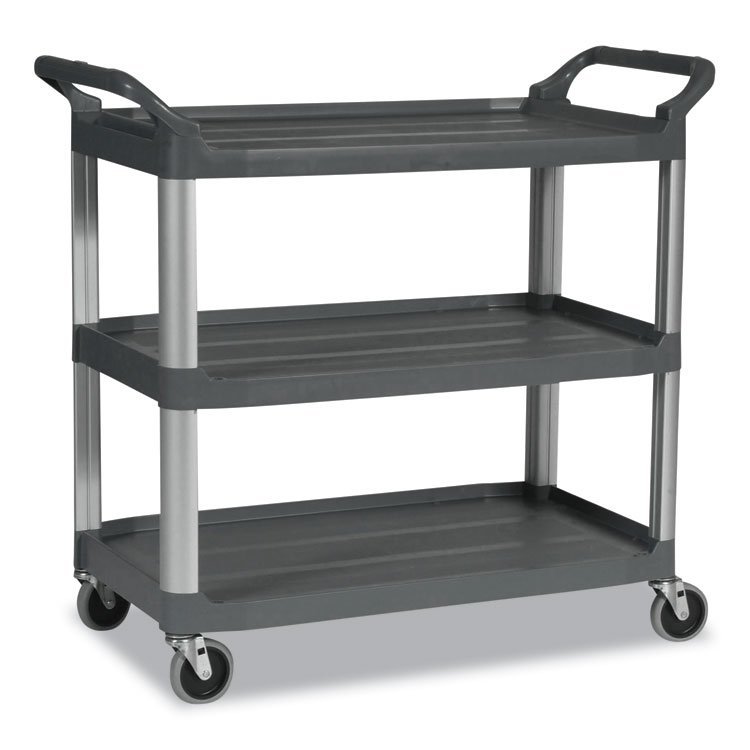 Rubbermaid 342488bla utility cart 3 shelf black plastic