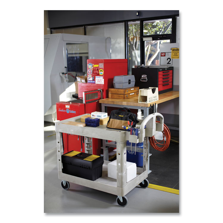 Rubbermaid Commercial 450088BK Heavy-Duty Utility Cart, Two-Shelf